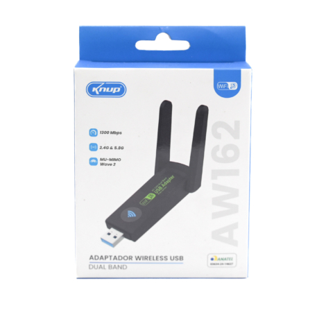 Mini Adaptador Wireless Wifi Dual Band 2,4g 5g 1300mbps Usb