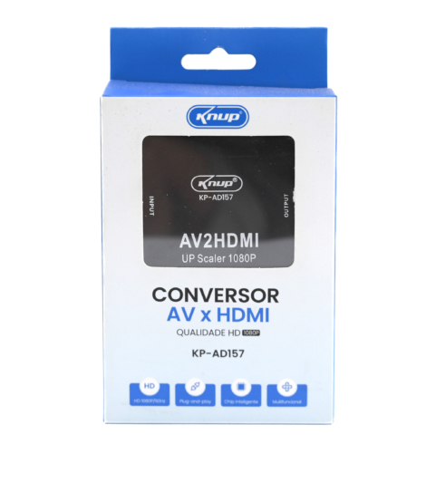 Adaptador Conversor Av Para Hdmi 1080p Av2hdmi Kp-ad157 Knup Preto 5v