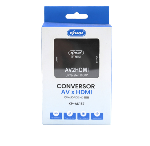 Adaptador Conversor Av Para Hdmi 1080p Av2hdmi Kp-ad157 Knup Preto 5v