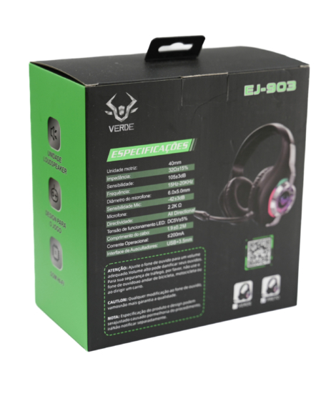 Fone De Ouvido Headset Gamer Ps4 Xbox One Camuflado Jogo Led Cor Verde